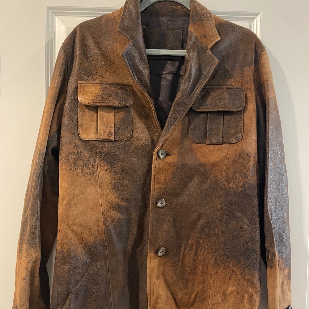 Unisex Bespoke Custom Brown/Caramel Soft Leather Suede Blazer